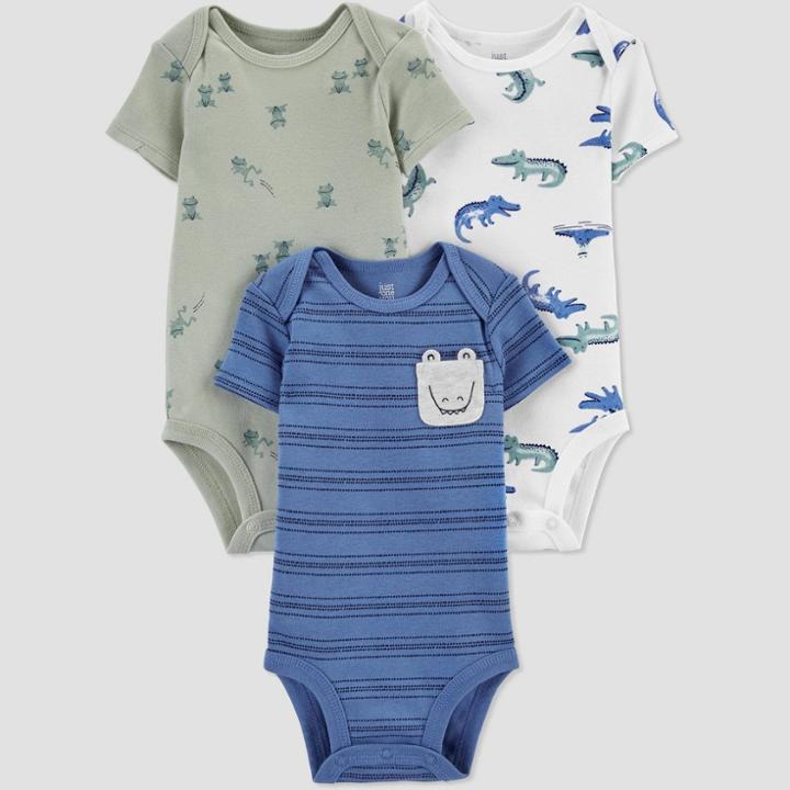 Baby Boys' 3pk Gator Bodysuit - Just One You Made By Carter's White/blue Newborn
