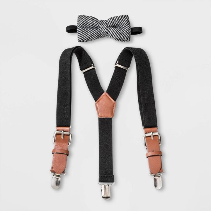 Boys' Bow Tie/suspender Set Ties - Cat & Jack Red, Boy's, Black Gray