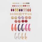 Cubic Zirconia And Hoop Stud Earring Set 30pc - Wild Fable , Gold