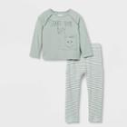 Grayson Collective Toddler Boys' Long Sleeve Graphic Top & Thermal Striped Bottom Set -