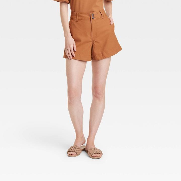 Women's High-rise Everyday Shorts - A New Day Brown