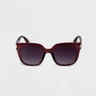 Women's Plastic Crystal Square Sunglasses - A New Day Burgundy, Red