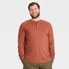 Men's Tall Regular Fit Long Sleeve Henley T-shirt - Goodfellow & Co Rust Orange