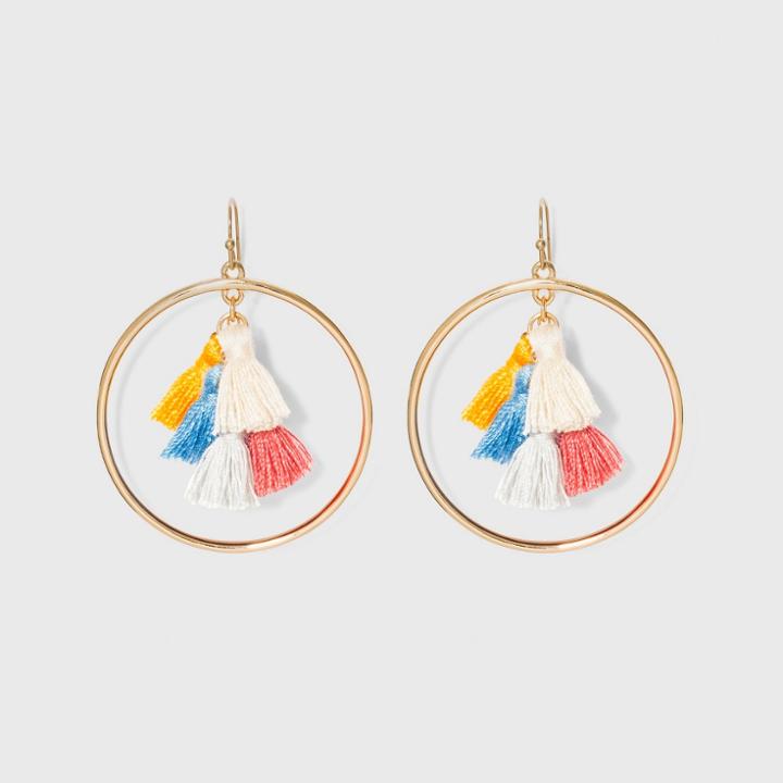 Sugarfix By Baublebar Multi-tassel Hoop Earrings, Girl's, Multicolor Rainbow