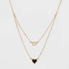 Sugarfix By Baublebar Druzy Heart Pendant Layered Necklace - Black, Women's,