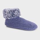 Muk Luks Women's Sherpa Cuff Booties - Blue