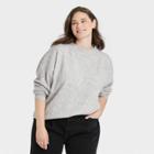 Women's Plus Size Slouchy Mock Turtleneck Pullover Sweater - A New Day Gray