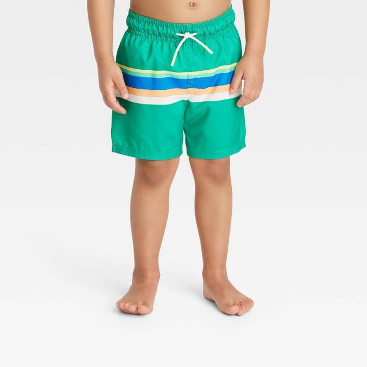 Baby Boys' Striped Swim Shorts - Cat & Jack Green