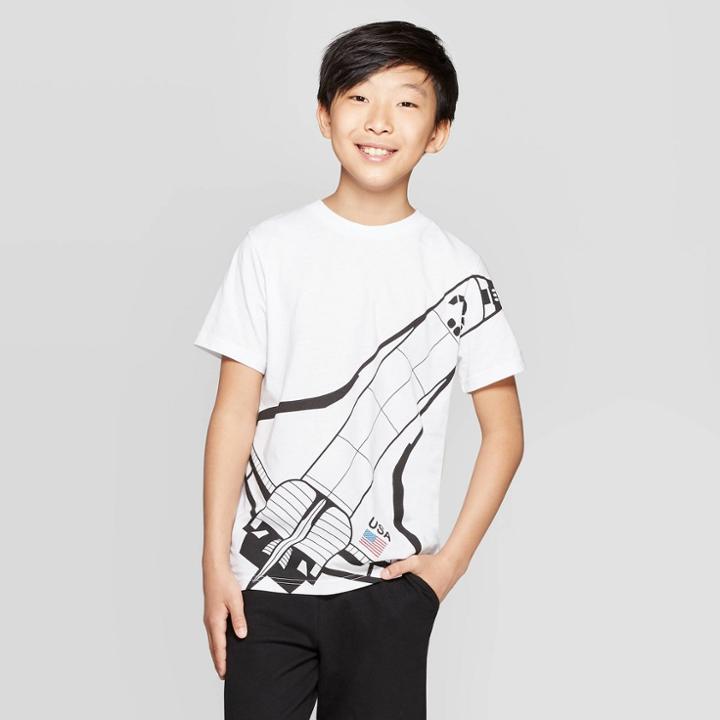 Boys' Nasa Spaceship Short Sleeve T-shirt - White