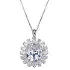 Target Women's Oval Star Burst Pendant In Sterling Silver With Oval Cubic Zirconia