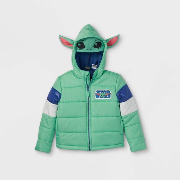 Lucasfilm Boys' Baby Yoda Cosplay Puffer Jacket - Green