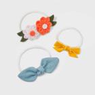 Baby Girls' 3pk Chambray And Felt Flower Bow Headband Set - Cat & Jack