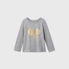 Toddler Girls' Long Sleeve Foil Heart T-shirt - Cat & Jack Gray