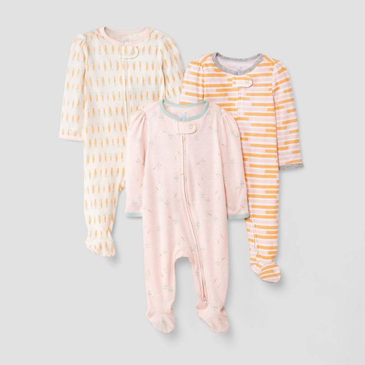 Baby Girls' 3pk Easter Sleep N' Play - Cloud Island Orange