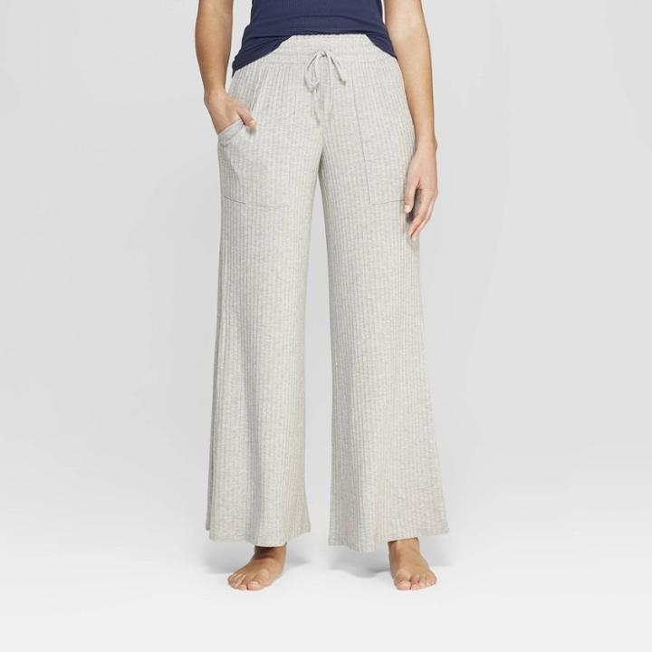 Women's Wide Rib Wide Leg Lounge Pants - Stars Above Gray