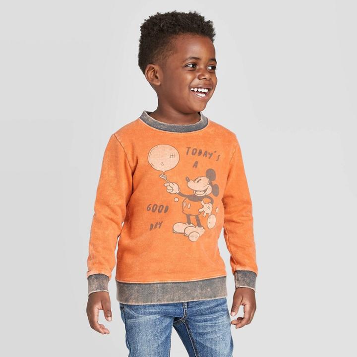 Disney Toddler Boys' Today's A Good Day Fleece Sweatshirt - Orange