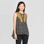 Women's Printed Sleeveless V-neck Blouse - Knox Rose Black