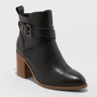 Women's Lottie Heeled Buckle Ankle Bootie - A New Day Black