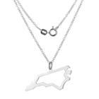 Prime Art & Jewel Sterling Silver Cutout North Carolina State Pendant Necklace With 18 Chain, Girl's, North Carolina