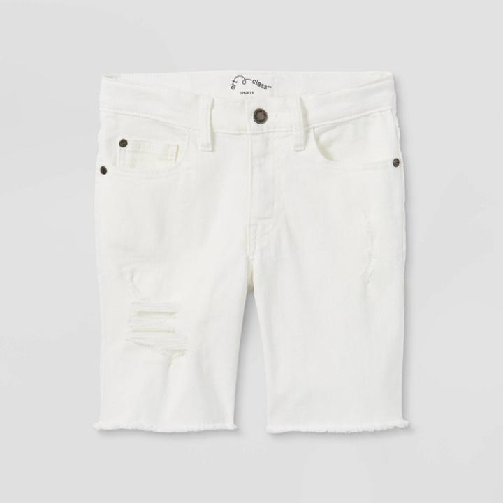 Boys' Frayed Hem Destructed Jean Shorts - Art Class White