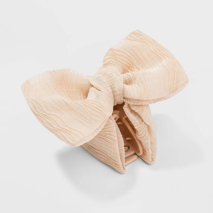 Textured Chiffon With Bow Claw Hair Clip - A New Day Off-white