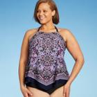 Kona Sol Women's Plus Size Halter Cinch Tankini Top - Kona