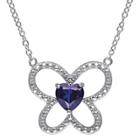 Target 1 Ct. T.w. Simulated Blue Sapphire Butterfly Necklace In Sterling Silver -