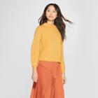 Women's Long Sleeve Button Back Crew Sweater - Who What Wear Yellow