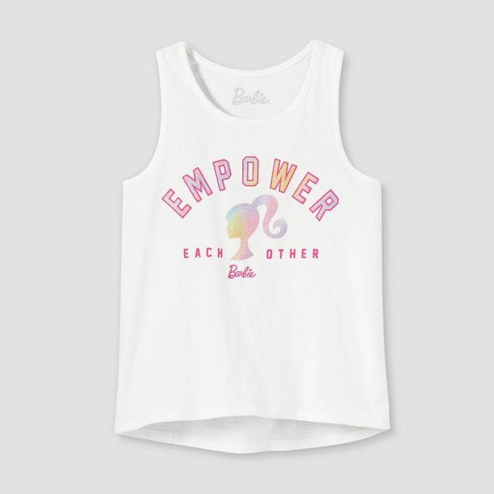 Girls' Barbie 'empower Each Other' Swing Tank Top - White