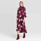 Women's Floral Print Raglan 3/4 Sleeve Dress - Prologue Purple