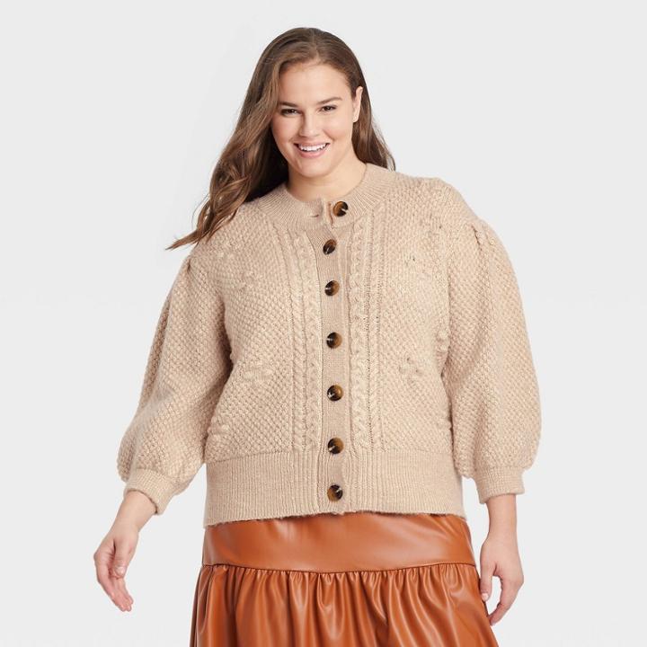Women's Plus Size Cardigan - Who What Wear Heathered Cream