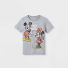 Toddler Girls' Disney Mickey & Minnie Friends Stick Together Short Sleeve T-shirt - Gray 2t - Disney