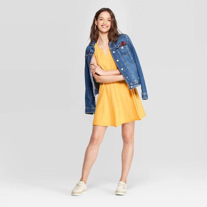 Women's Sleeveless Scoop Neck At Knee Tank Dress - Universal Thread Yellow