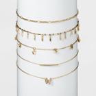 Shiny Gold Butterfly Choker Necklace Set 5pc - Wild Fable Gold