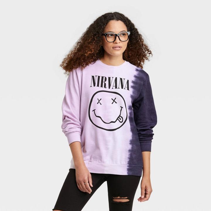 Merch Traffic Women's Nirvana Graphic Sweatshirt - Purple Tie-dye