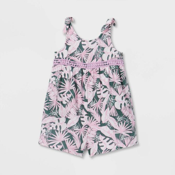 Toddler Girls' Palm Tank Romper - Cat & Jack Green
