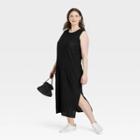 Women's Plus Size Sleeveless Plisse Knit Dress - A New Day Black