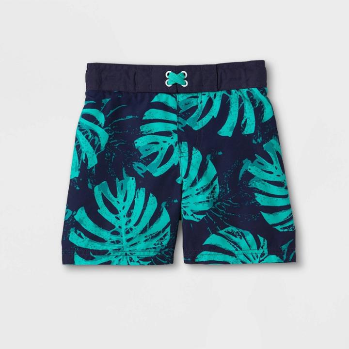 Toddler Boys' Fern Print Swim Trunks - Cat & Jack Navy