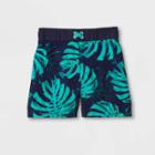 Toddler Boys' Fern Print Swim Trunks - Cat & Jack Navy