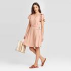 Women's Polka Dot Short Sleeve Rufflewrap Dress - Universal Thread Pink