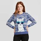 Mighty Fine Women's Happy Llamakkah Pullover Sweater - Dark Blue