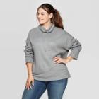 Women's Plus Size Long Sleeve Mock Turtleneck Sweater - Universal Thread Gray