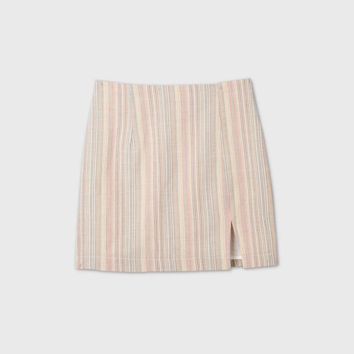 Women's Striped Side Slit Mini Skirt - Wild Fable Beige