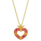 Target Girls' Ellen Gold Plated Heart Crown Pendant - Pink,