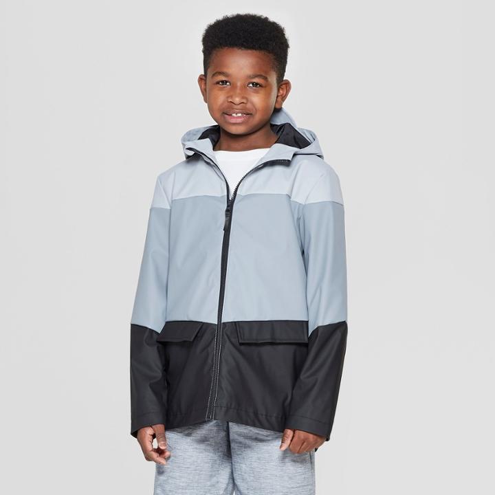 Boys' Pieced Rain Jacket - Cat & Jack Black/gray