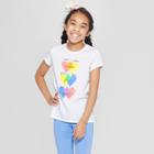 Girls' Short Sleeve Hearts Printed T-shirt - Cat & Jack White