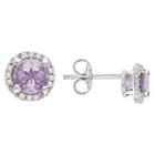 Target Amethyst And Diamond Earrings In Sterling Silver - Purple