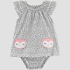 Baby Girls' Owl Embroided One Piece Sunsuit/sundress - Just One You Made By Carter's Black/white