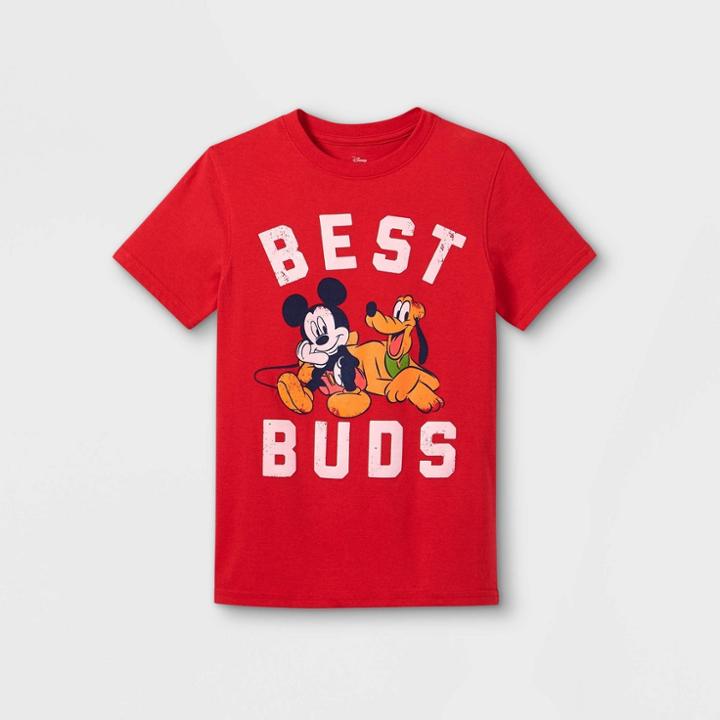 Boys' Disney Mickey Mouse & Friends Best Buds Short Sleeve Graphic T-shirt - Red M - Disney