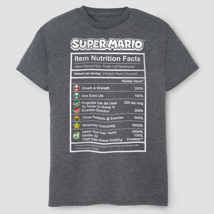 Nintendo Boys' Super Mario Short Sleeve T-shirt - Charcoal Heather
